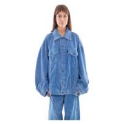 Velvet Oversize Jacket in T0171 Haikure , Blue , Dames