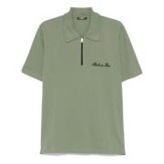 Khaki Half-Zip Polo Short Sleeve Balmain , Green , Heren