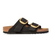 Zwarte Big Buckle Nubuck Sandalen Birkenstock , Black , Dames