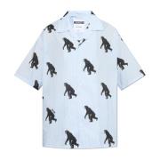 Dierenprint shirt Moschino , Blue , Heren