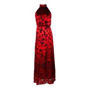 Rode Zijden Maxi Jurk met Bloemenmotieven Gestuz , Red , Dames