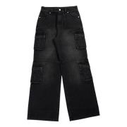 Zwarte Denim Cargo Broek Misbhv , Black , Dames