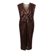 Bruine Polyester Jurk Gemaakt in Italië Crida Milano , Brown , Dames