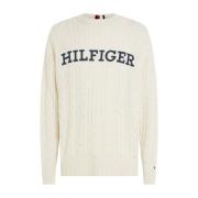 Monotype Crew Neck Kabeltrui Tommy Hilfiger , White , Heren