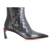 Zwarte leren enkellaarzen Christian Louboutin , Black , Dames