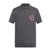 Wollen polo met geborduurd logo Dsquared2 , Gray , Heren