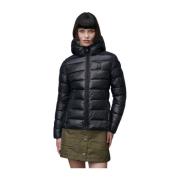 Gestreepte jas met capuchon en rits Blauer , Black , Dames