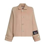 Beige Wollen Jas met Knopen Marni , Beige , Dames