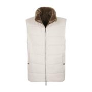 Omkeerbaar Zijde Kasjmier en Bever Gilet Eleventy , Beige , Heren