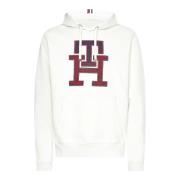 Heren TH Monogram Hoodie Sweatshirt Tommy Hilfiger , White , Heren