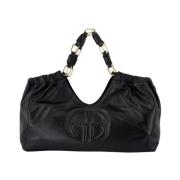 Gewatteerde Leren Tote Tas - Zwart Anine Bing , Black , Dames