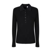 Zwarte Wollen Polo Multi Knopen Courrèges , Black , Dames