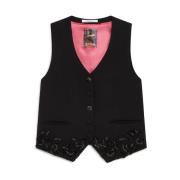 Precious Fringes Vest Maliparmi , Black , Dames