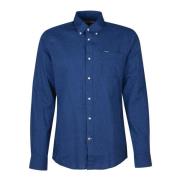 Linnen maatwerk overhemd Barbour , Blue , Heren