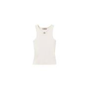 Aansluitende Ribtop met Ovale Halslijn Twinset , White , Dames