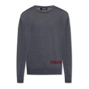 Trui met logo en fluwelen afwerking Dsquared2 , Gray , Heren