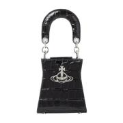 Kelly Krokodil-Geëmbosseerde Handtas Vivienne Westwood , Black , Dames