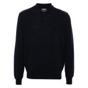 Blauwe wollen trui met polokraag A.p.c. , Blue , Heren