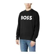 Katoenen Hoodless Sweatshirt Hugo Boss , Black , Heren