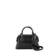 Zwarte leren mini-tas met twee handvatten Osoi , Black , Dames