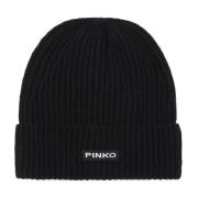 Geribbelde Wollen Beanie Muts Pinko , Black , Dames