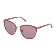 Roze Acetaat Zonnebril Roze Spiegel Goud Nina Ricci , Pink , Dames