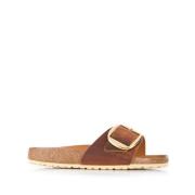 Bruin Leren Madrid Oiled Sandalen Birkenstock , Brown , Dames