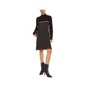 Zwarte Elegante Jurk met Geplooide Details Liu Jo , Black , Dames