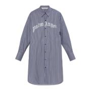 Oversized overhemdjurk Palm Angels , Blue , Dames