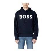 Katoenen Hoodie Trui Hugo Boss , Blue , Heren