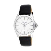 Zwarte leren horloge Quartz analoog Liu Jo , Black , Heren