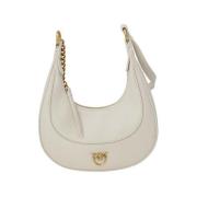 Elegante Leren Handtas, Compact Ontwerp Pinko , White , Dames