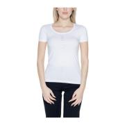 Katoenmix Stretch T-shirt Damescollectie Emporio Armani EA7 , White , ...