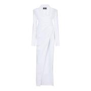 Mouwloze popeline bustierjurk Balmain , White , Dames