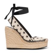 Espadrilles met sleehak en sterrenprint Balmain , Beige , Dames