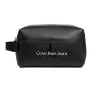 Eenvoudige Toilettas met Ritssluiting Calvin Klein Jeans , Black , Dam...