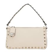 Studded Leren Schoudertas Ivoor Valentino Garavani , Brown , Dames