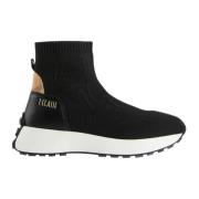 Hoge Top Sok Sneakers met Logo Alviero Martini 1a Classe , Black , Dam...