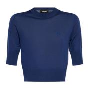 Wollen top met geborduurd logo Dsquared2 , Blue , Dames