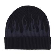 Flames Beanie Muts Zwart/Grijs Vision OF Super , Black , Heren