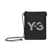 Leren Crossbody Tas Y-3 , Black , Heren