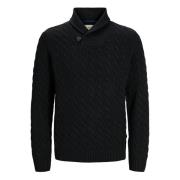 Heren Gebreide Pullover met Shawl Kraag Jack & Jones , Black , Heren