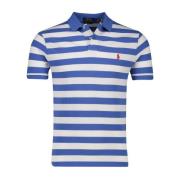 Blauw Gestreepte Custom Slim Fit Polo Polo Ralph Lauren , Blue , Heren