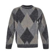 Wol Crewneck Gebreid Laneus , Black , Heren