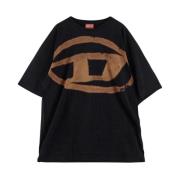 Katoenen Logo T-shirt Diesel , Black , Heren