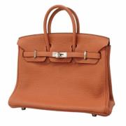 Pre-owned Leather handbags Hermès Vintage , Beige , Dames