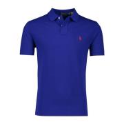 Donkerblauw poloshirt met korte mouwen en slim fit Polo Ralph Lauren ,...