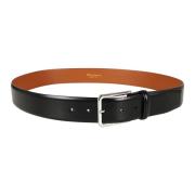 Zwarte Leren Riem Elegante Stijl Santoni , Black , Heren