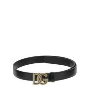 Leren Logo Riem Dolce & Gabbana , Black , Dames