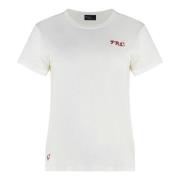 Geribbelde Katoenen Crew-Neck T-shirt Polo Ralph Lauren , White , Dame...